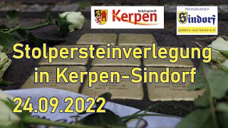 Stolpersteinverlegung 2022  KerpenSindorf [upl. by Tenneb]