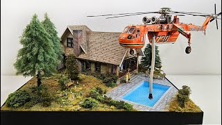 Kanada Blockhouse Diorama 135 with Flying Sikorsky Skycrane S64 Helicopter [upl. by Docilla]