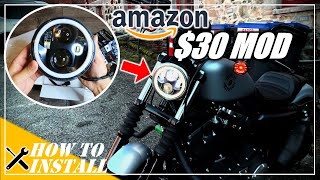 How to Install ZMoon LED Daymaker Headlight on Sportster Iron 883  Sportster Motovlog [upl. by Arraeic]