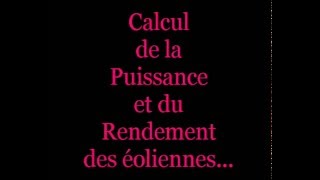 Calcul puissance et rendement des éoliennes [upl. by Elenore]