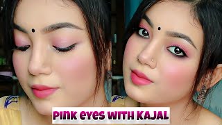 Simple Pink Makeup TutorialBANGLA  Pink Glam Makeup Look For Sharee  SHONCHITA [upl. by Rushing]