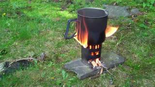 Evernew Ti DX WoodAlcohol Stove Burning Wood [upl. by Lunna]