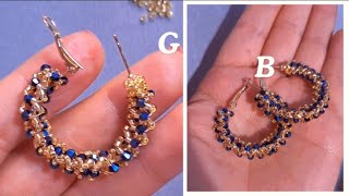 APRENDE Hacer ARETES Con hilo y aguja  CUENTAS DE SEMILLA  Aretes Redondos Fácil tutorial 🗣 [upl. by Ivett219]