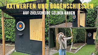 Axtwerfen und Bogenschießen auf Zielscheibe mit Unterstand selber bauen [upl. by Lleon]