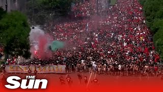 Thousands of football fans march to Hungarys Euro 2020 clash against France [upl. by Kristel]