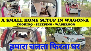 PART 2 CAMPERVAN SETUP  MARUTI WAGON R CNG CARAVAN CONVERSION  CAR ME KITCHEN SETUP BED SETUP [upl. by Noiemad839]