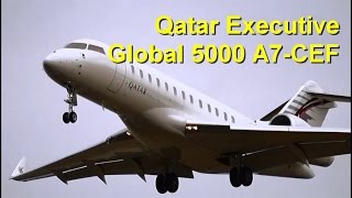 Qatar Executive Bombardier Global 5000 A7CEF Landing  Clermont Airport [upl. by Kruse]