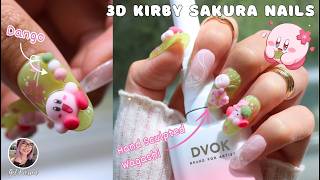 3D Sakura Kirby Nail Tutorial 🌸🍡⭐  Handsculpted Dango and Wagashi koreannails kirby 3dnailart [upl. by Oicnevuj]