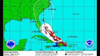 Hurricane Irene Track Forecasts [upl. by Caneghem]