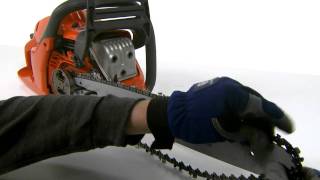 How to Fit the Bar and Chain on a Husqvarna Chainsaw [upl. by Neltiac]