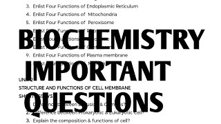 BIOCHEMISTRY Important questionsBsc nursing biochemistry important questionsbscnursingexamsrguhs [upl. by Llesig663]