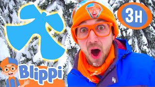 Blippi Learns How to Make a Snow Angel  3 HOURS OF BLIPPI CHRISTMAS VIDEOS [upl. by Claybourne]