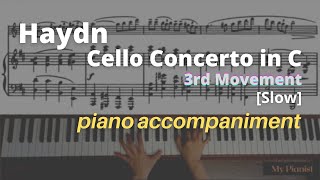 Haydn  Cello Concerto in C 3rd Mov Piano Accompaniment Slow [upl. by Itram]