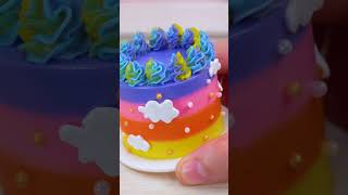 Colorful Cloudy Miniature Cake ☁️🍰 Delicious Miniature Buttercream Cake Decorating Yumupminiature [upl. by Nobie]