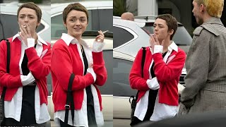 Maisie Williams Puffs on a Cigarette Enjoyed a Day out with Friends she Goes Shopping in LA [upl. by Nirrad821]