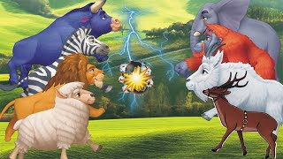 jungali animals 8  forest animals  car and animal race  animals stamping  crazy cartoon 3d [upl. by Doownil]