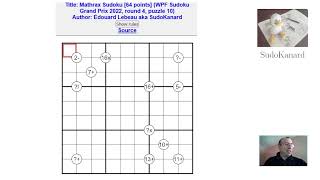 Eng Mathrax Sudoku by SudoKanard WPF Sudoku Grand Prix 2022 round 4 puzzle 10 [upl. by Giah]