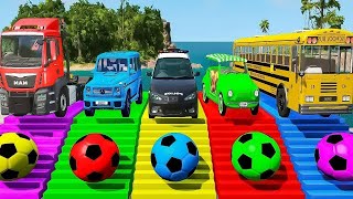 TRANSPORTING PIXAR CARS amp FRUITS WITH COLORED amp JOHN DEERE vs CLAAS vs TRACTORS  BeamNGdrive 962 [upl. by Madden]