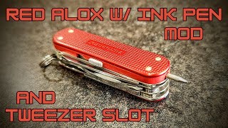 58mm Red Alox Mini Champ w Ink Pen Mod and Tweezer Slot [upl. by Darrelle]