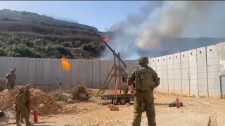 Rare footage Israeli army using a trebuchet to launch at Lebanon to burn down forest and fields [upl. by Okimat]