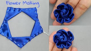 DIY How to make an adorable fabric rose flower  in just 7 minutes  DIY Flower [upl. by Goodwin]