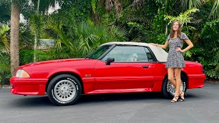 1990 Ford Mustang GT Convertible  5 Speed Manual 5L V8 Bright Red Exterior amp White Interior [upl. by Airehs]