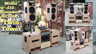 Soundbox rcf box d15 twin tower 2way fullrange d10 sound check [upl. by Ayojal]