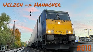 Führerstandsmitfahrt 010 Fahrt in den Sonnenuntergang  Uelzen  Hannover Hbf [upl. by Keese]