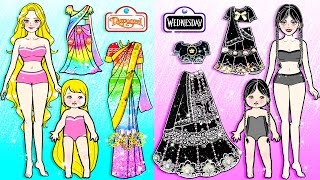 Rainbow VS Black Mother amp Daughter NEW FASHION  Barbie Family Handmade  DIY Arts amp Paper Crafts [upl. by Petronille]