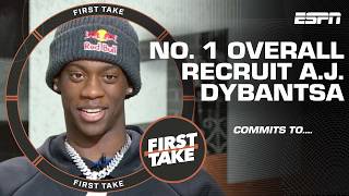 🚨 No 1 overall recruit AJ Dybantsa announces commitment to BYU Cougars 🚨  First Take [upl. by Anivlek]