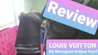 LOUIS VUITTON My Monogram Eclipse Scarf Review [upl. by Fabiola526]