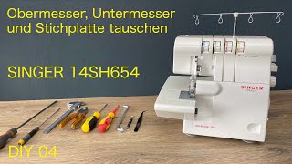 SINGER 14SH654 Messer und Stichplatte tauschen [upl. by Notgnirrac]