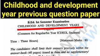 childhood and development years old question paper paper 1 B ed notes hpu b ed old question [upl. by Drawets]