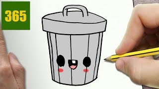 HOW TO DRAW A TRASH CAN CUTE Easy step by step drawing lessons for kids [upl. by Adiam597]