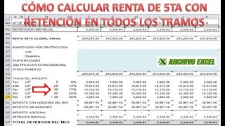 Cálculo de renta de quinta categoría de colaborador con retención en todos los tramos [upl. by Maag345]