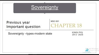 Ignou MA sociology MSO001  Chapter18  Detailed explained  SOVERENGITY [upl. by Lothaire]