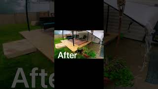 Before and after of the pallet deck I built Check out the full video diy palletfurniture deck [upl. by Eruza]