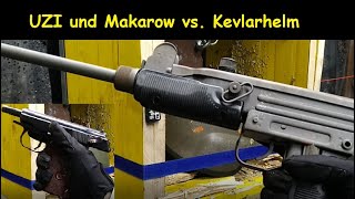 Beschusstest Bundesheer Kevlarhelmes  englischen MK6 Helm UZI Makarow danielswaffenchannel [upl. by Nolasba]