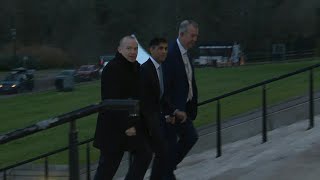 UK PM Sunak arrives at Northern Ireland Assembly in Belfast  AFP [upl. by Alegnad175]