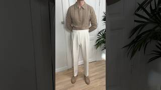 Outfit idea  Cream and beige 👌 menswear mensstyle oldmoneystyle oldmoneyoutfits falloutfit [upl. by Airdnaid916]