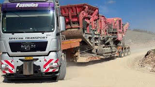 Transporting Two Terex And Extec Mobile Impact Cruchers  Fasoulas Heavy Transports  4K [upl. by Froma681]