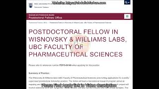 8 Postdoc Fellowships University of British Columbia Canada Open until filled  upto 70000year [upl. by Drehcir]