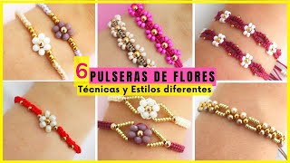 🌸 TOP 6 de las PULSERAS de FLORES más FÁCILES de HACER 🤓 HAZLO paso a paso conmigo [upl. by Asir]