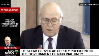 RIP FW de Klerk  Apartheids last President FW de Klerk dies at 85  a brief look at his life [upl. by Sauls]