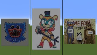 Which Minecraft Art looked the best FNAF or Huggy Wuggy 🤔 Shorts [upl. by Soble409]