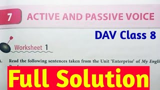 Active and Passive Voice Solution DAVDAV Class 8 English Practice Chapter 7Collection Of Study [upl. by Alue]