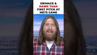 Grimace amp Hawk Tuah First Pitch At Mets Game [upl. by Jaret]