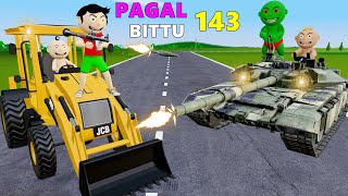 Pagal Bittu Sittu 143  Jcb Wala Cartoon  Jcb Tractor  Gadi Wala Cartoon  Bittu Sittu Toons [upl. by Rehtaeh]