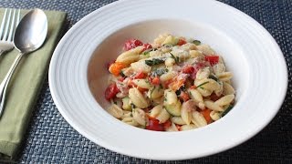 Summer Vegetable Cavatelli with Fresh Corn Cream  Summer Pasta Recipe [upl. by Caren]