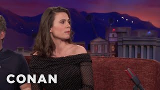 Hayley Atwell Compares Talk Show Appearances To Blind Dates  CONAN on TBS [upl. by Adnilrev867]